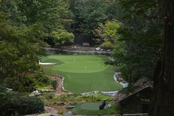 Asheville Synthetic Putting Green amidst trees